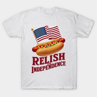 Relish the Independence: American Hot Dog and Patriotic Colors T-Shirt